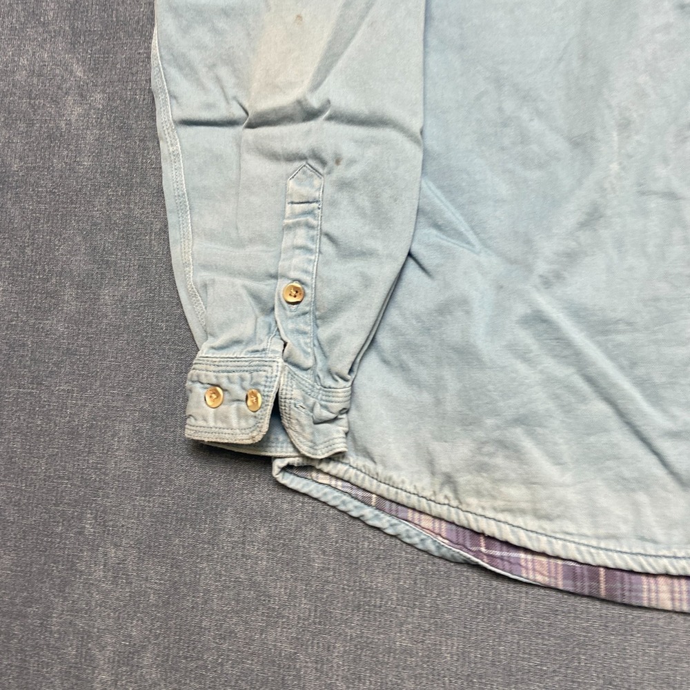VTG Cabelas Shirt Women Large Blue Cotton Flannel Lined Long Sleeve Button Up - Picture 2 of 14